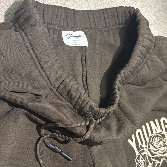 YoungLA Brown Joggers with Graphic Design - Picture 4 of 8